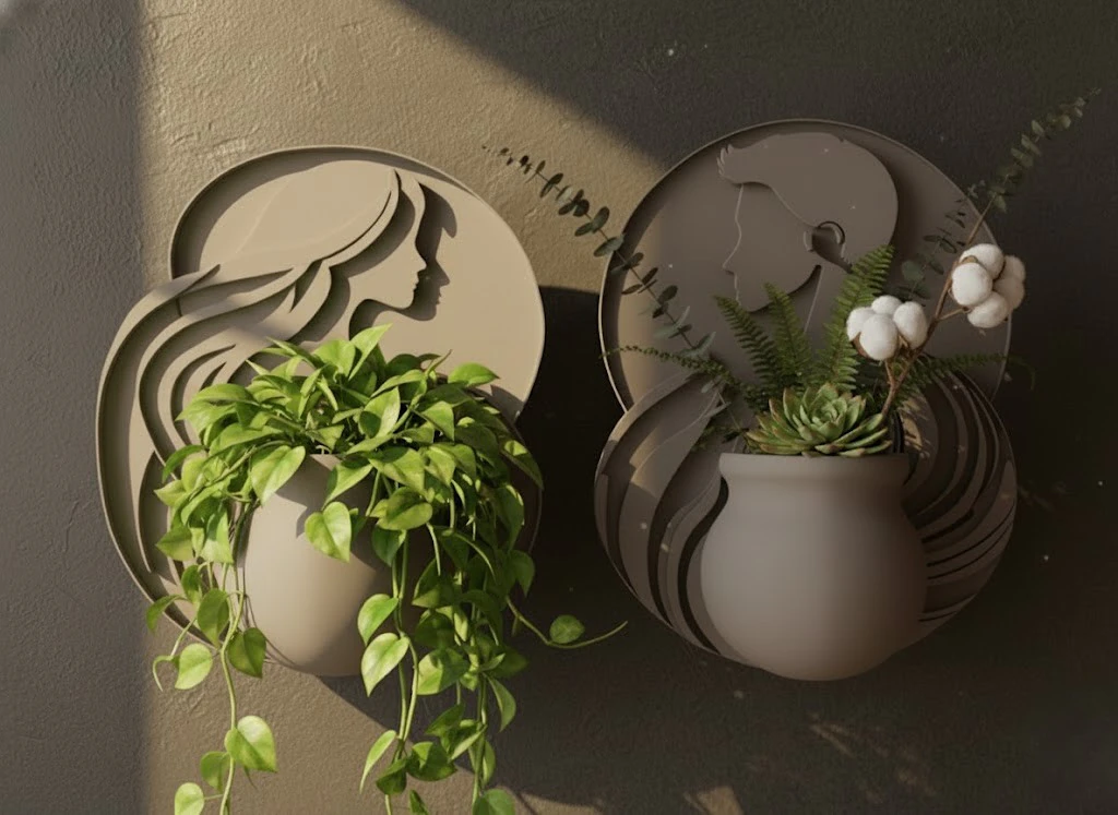 Artistic Wall Planters 3D Model .c4d .max .obj .3ds .fbx .stl .blend 
