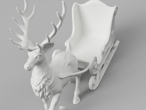 Christmas Reindeer and Sleigh 3D Model