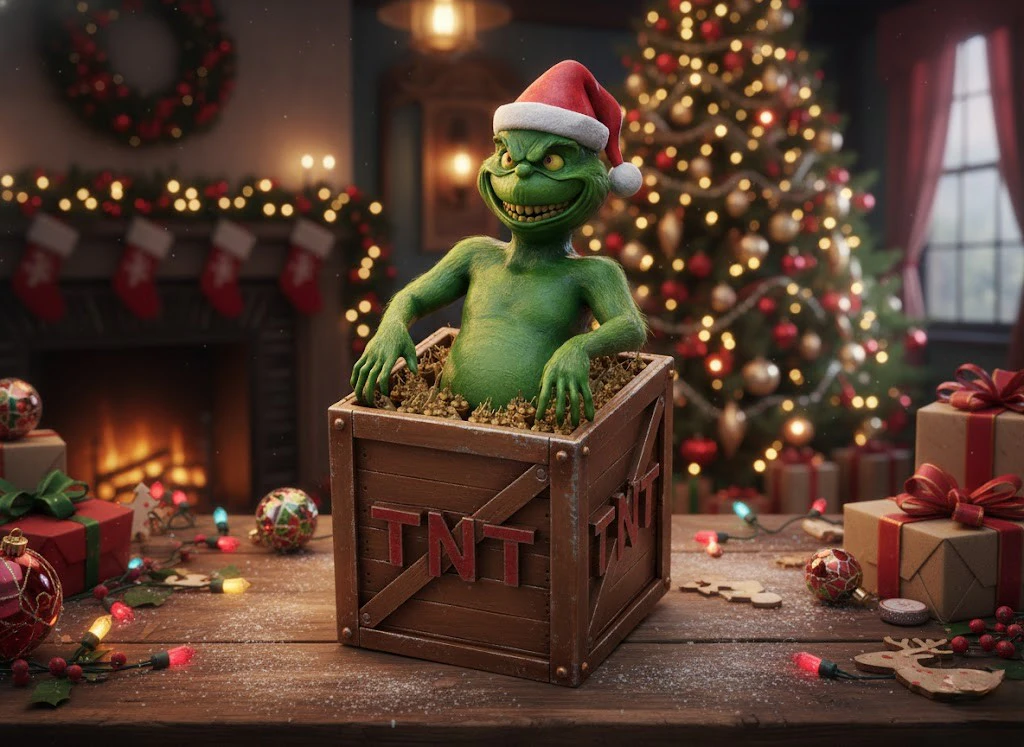 Grinch in TNT Box 3D Model .c4d .max .obj .3ds .fbx .stl .blend 