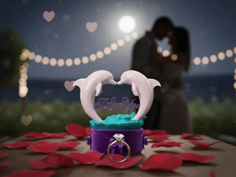 Pudełko na pierścionek Delfin Miłość Cierpliwość Model 3D