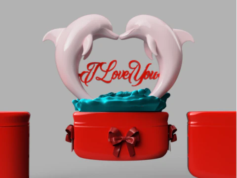 Dolphin Love Patience Ring Box 3D Model