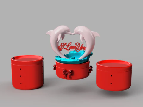 Dolphin Love Patience Ring Box 3D Model