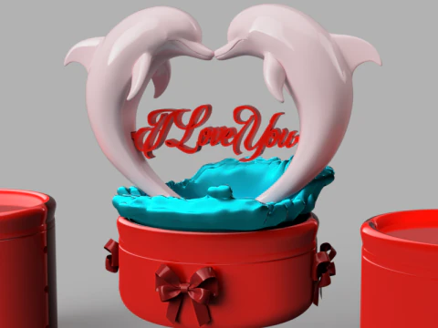 Dolphin Love Patience Ring Box 3D Model