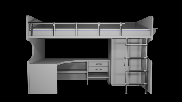 A desk with a bed Modelo 3D .c4d .max .obj .3ds .fbx .stl .blend 