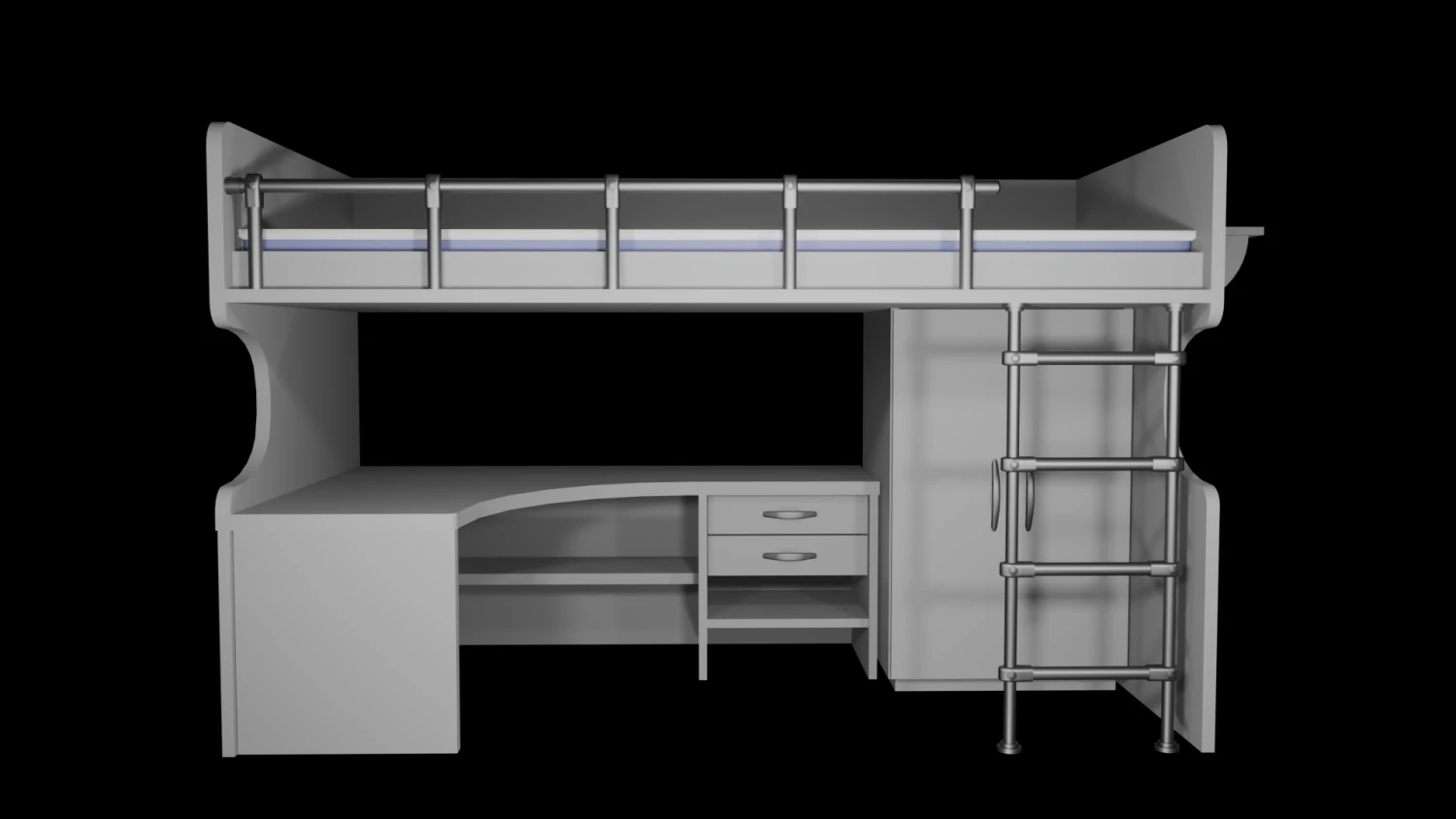 A desk with a bed 3D Model .c4d .max .obj .3ds .fbx .stl .blend 