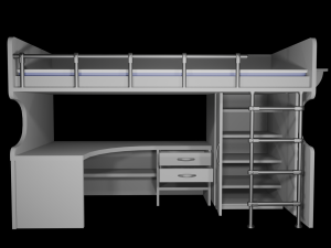 A desk with a bed Modelo 3D