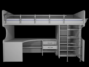 A desk with a bed 3D Model