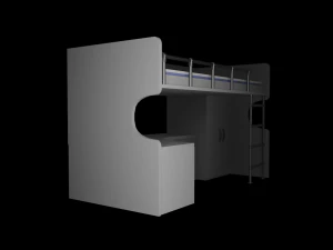 A desk with a bed 3D Model