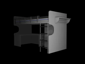 A desk with a bed 3D Model