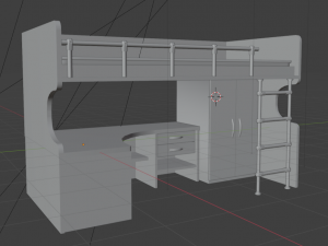 A desk with a bed Modelo 3D