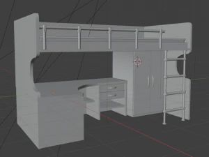 A desk with a bed 3D Model