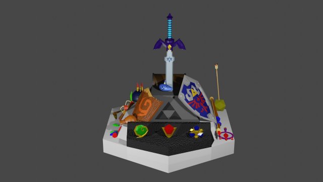 The legend of Zelda Ocarina Of Time item bundle Modèles 3D en vedette .c4d .max .obj .3ds .fbx .stl .blend
