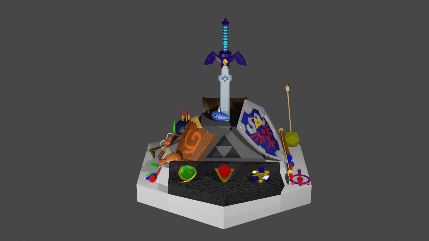 The legend of Zelda Ocarina Of Time item bundle 3D Print Model .c4d .max .obj .3ds .fbx .stl .blend 