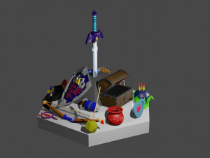 The legend of Zelda Ocarina Of Time item bundle 3D Print Model