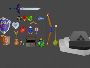 The legend of Zelda Ocarina Of Time item bundle 3D Print Model