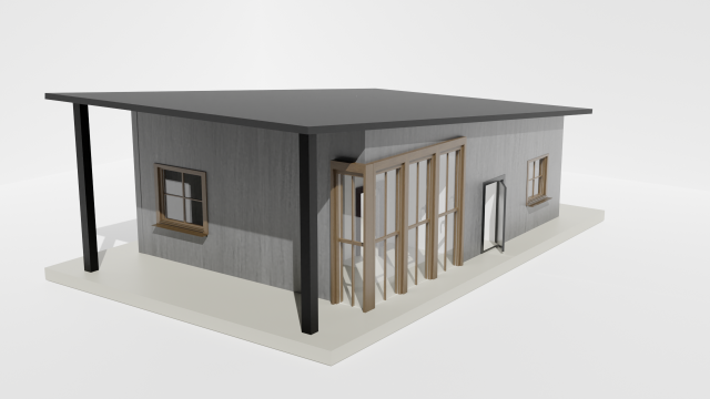 Small one-story house 3D 模型 .c4d .max .obj .3ds .fbx .stl .blend 