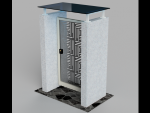 Laser-cut iron pedestrian gate with Platform glass roof 3D Model