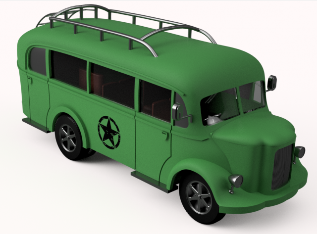 Bianchi Italian army bus from the 50s 3D Модель .c4d .max .obj .3ds .fbx .stl .blend 