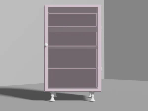 Beautiful pink cabinet with glass door 3D Model
