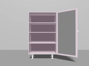 Beautiful pink cabinet with glass door 3D Model