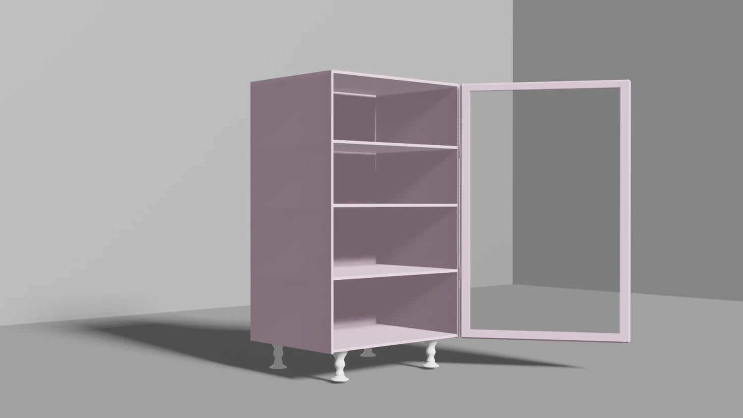 Beautiful pink cabinet with glass door 3D Model .c4d .max .obj .3ds .fbx .stl .blend 