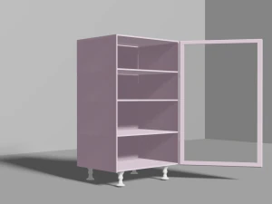 Beautiful pink cabinet with glass door 3D Model
