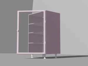Beautiful pink cabinet with glass door 3D Model