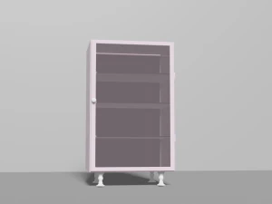 Beautiful pink cabinet with glass door 3D Model