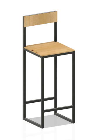 High Chair Metal and Wood Modèle 3D .c4d .max .obj .3ds .fbx .stl .blend