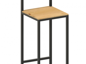 High Chair Metal and Wood 3D Model