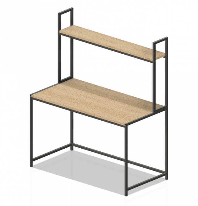 Modern metal and wood desk 3D Modell .c4d .max .obj .3ds .fbx .stl .blend