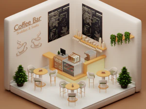 Café-bar Modèle 3D