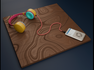 Headphones and MP4 player Model 3D
