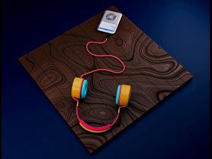 Headphones and MP4 player Model 3D