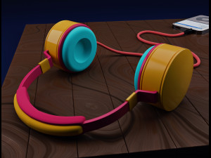 Headphones and MP4 player Model 3D