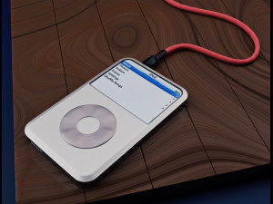 Headphones and MP4 player Model 3D