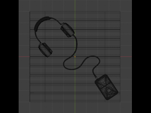 Headphones and MP4 player Model 3D