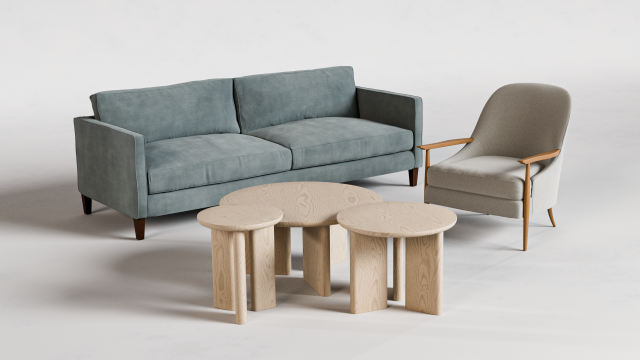 The Crosby Sofa-The Leroy Chair-The Morro Tables 3D Model .c4d .max .obj .3ds .fbx .stl .blend 
