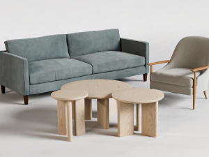 Sofa Crosby, krzesło Leroy, stoły Morro Model 3D