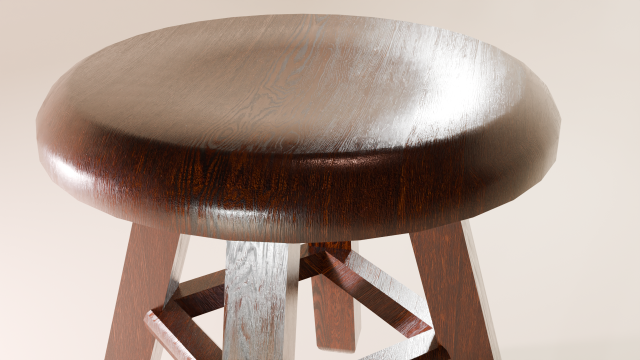 Dark oak stool 3D Модель .c4d .max .obj .3ds .fbx .stl .blend 