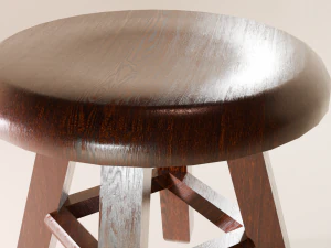 Dark oak stool 3D Model