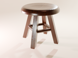 Dark oak stool 3D Модель