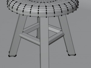 Dark oak stool 3D Модель