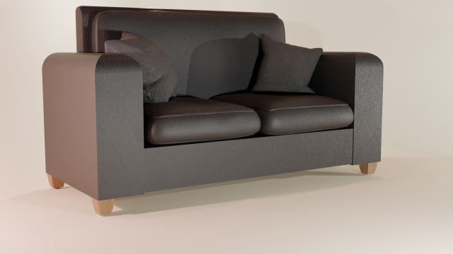 Set of two brown and black leather sofas with pillows 3D Модель .c4d .max .obj .3ds .fbx .stl .blend 
