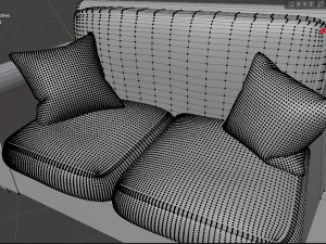 Set of two brown and black leather sofas with pillows 3D Модель