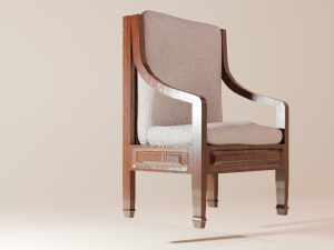 Wooden table with padded chairs 3D 모델