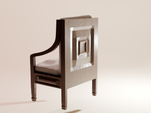 Wooden table with padded chairs 3D 모델