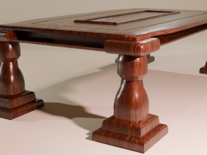 Wooden table with padded chairs 3D 모델