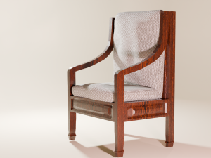 Wooden table with padded chairs 3D 모델