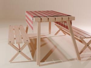 Camping table with benches Modelo 3D